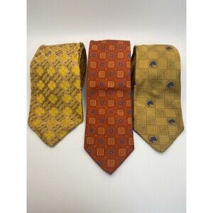 3 ROBERT TALBOTT Best of Class Men's Silk Neckties Made In USA - 2 Gold 1 Orange